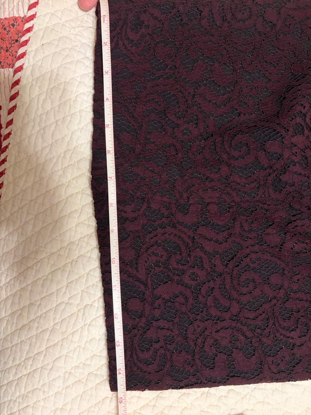 LOFT 00P Plum/purple Lace over black Pencil Skirt with Black Waistband - Picture 6 of 11